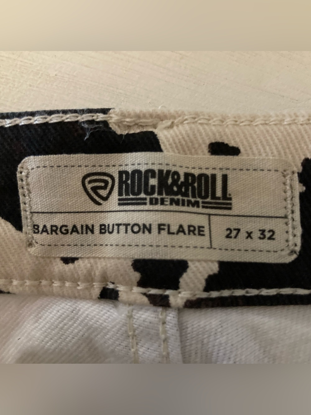 Rock & Roll Cow Print Flare Leg Jeans in Black, Brown & Cream - Picture 7 of 7